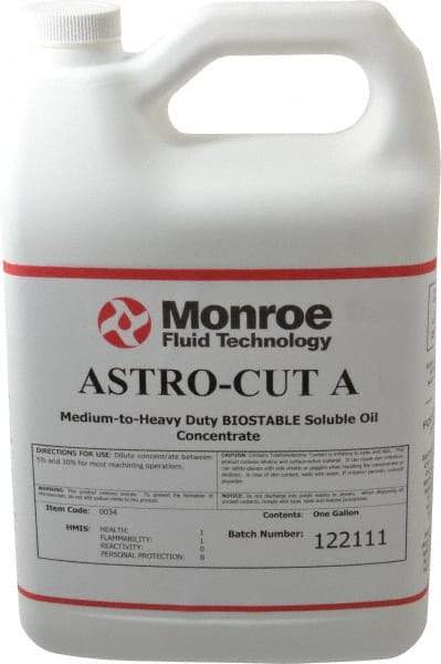 Monroe Fluid Technology - Astro-Cut A, 1 Gal Bottle Cutting & Grinding Fluid - Water Soluble, For CNC Milling, Drilling, Tapping, Turning - All Tool & Supply