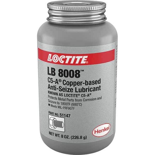 Loctite - 8 oz Can High Temperature Anti-Seize Lubricant - Copper/Graphite, -29 to 1,800°F, Copper Colored, Water Resistant - All Tool & Supply