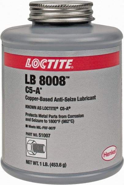 Loctite - 1 Lb Can High Temperature Anti-Seize Lubricant - Copper/Graphite, -29 to 1,800°F, Copper Colored, Water Resistant - All Tool & Supply