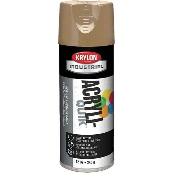 Krylon - Khaki (Color), 12 oz Net Fill, Gloss, Lacquer Spray Paint - 15 to 20 Sq Ft per Can, 16 oz Container, Use on Cabinets, Color Coding Steel & Lumber, Conduits, Drums, Ducts, Furniture, Motors, Pipelines, Tools - All Tool & Supply