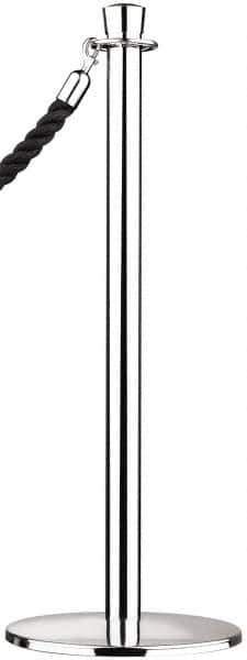 Tensator - 39" High, 2" Pole Diam, Standard Post - 11-1/2" Base Diam, Dome Satin Chrome (Color) Steel Post - All Tool & Supply