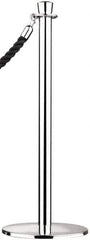 Tensator - 39" High, 2" Pole Diam, Standard Post - 11-1/2" Base Diam, Dome Satin Chrome (Color) Steel Post - All Tool & Supply