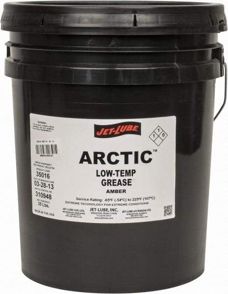 Jet-Lube - 5 Gal Pail Low Temperature Grease - Amber, Low Temperature, 225°F Max Temp, NLGIG 2, - All Tool & Supply