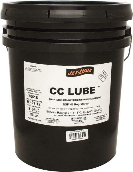 Jet-Lube - 35 Lb Pail Synthetic General Purpose Grease - Clear, Food Grade, 400°F Max Temp, NLGIG 1-1/2, - All Tool & Supply