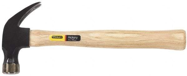 Stanley - 1 Lb Head, Curved Claw Nail Hammer - 13-1/4" OAL, Carbon Steel Head, Smooth Face, Wood Handle - All Tool & Supply