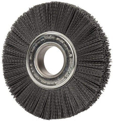 Weiler - 8" OD, 2" Arbor Hole, Crimped Nylon Wheel Brush - 1" Face Width, 2-1/4" Trim Length, 0.04" Filament Diam, 3,600 RPM - All Tool & Supply