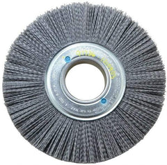 Weiler - 8" OD, 2" Arbor Hole, Crimped Nylon Wheel Brush - 1" Face Width, 2-1/4" Trim Length, 0.04" Filament Diam, 3,600 RPM - All Tool & Supply