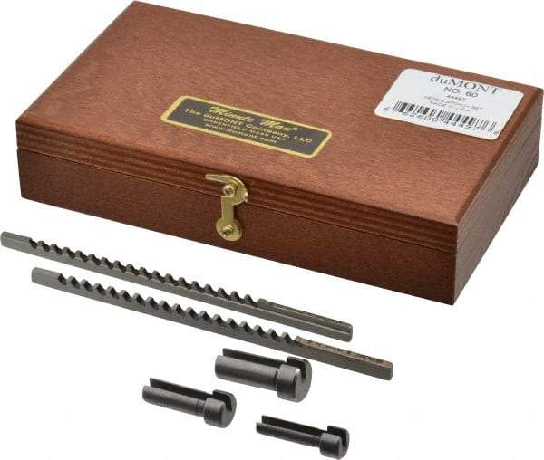 Dumont Minute Man - 5 Piece, 2 to 3mm Keyway Width, Style A Keyway Broach Set - Bright Finish High Speed Steel Broach, Collared Bushing, 6 to 10mm Bushing Diam - All Tool & Supply