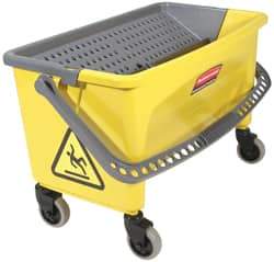 Rubbermaid - 40 Qt Plastic Bucket & Wringer - 14-1/2" Long x 16.1" High x 26.2" Wide, Yellow - All Tool & Supply