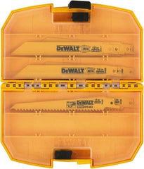 DeWALT - 15 Pieces, 6" Long x 0.04" Thickness, Bi-Metal Reciprocating Saw Blade Set - Straight Profile, 6 to 18 Teeth, Toothed Edge - All Tool & Supply