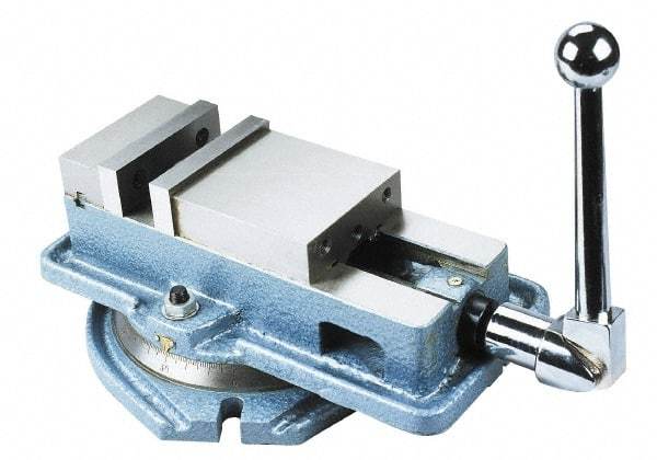 Interstate - 4" Jaw Width, 4" Jaw Opening Capacity, Horizontal Swivel Machine Vise - Manual Operation, 1 Station, 12-3/8" Long x 4.96" High x 1-1/4" Deep, 4-1/8" Jaw Height - All Tool & Supply