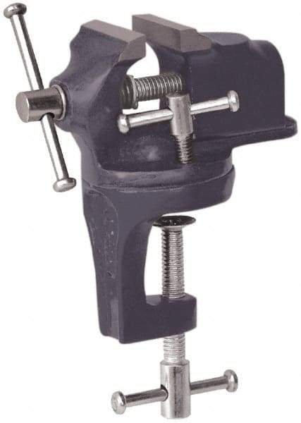 Value Collection - 2" Jaw Width x 1-1/4" Jaw Opening Capacity, 3/4" Throat Depth, Bench & Pipe Combination Vise - 7/16 to 5/8" Pipe Capacity, Swivel Base, Clamp-On Attachment, Cast Iron - All Tool & Supply