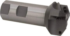 Everede Tool - 60° Lead Angle, 1.708" Max Cut Diam, 3/4" Min Cut Diam, 0.277" Max Depth of Cut, Indexable Chamfer and Angle End Mill - 3 Inserts, APLT 347 Insert Style, 3.2" Overall Length, Straight Shank, 120° Included Angle - All Tool & Supply