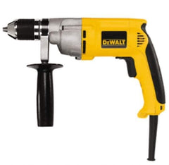 DeWALT - 1/2" Keyless Chuck, 0 to 600 RPM, Pistol Grip Handle Electric Drill - 7.8 Amps, 120 Volts, Reversible, Includes 360° Side Handle - All Tool & Supply