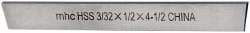 Interstate - 3/32 Inch Wide x 1/2 Inch High x 4-1/2 Inch Long, Parallel Cutoff Blade - M2 Grade, Bright Finish - Exact Industrial Supply