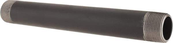 Made in USA - Schedule 80, 1-1/4" Diam x 12" Long Black Pipe Nipple - Threaded - All Tool & Supply