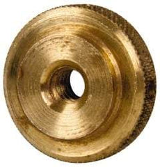 Gibraltar - #10-24 UNC Thread, Uncoated, Brass Round Knurled Check Nut - 1/4" Overall Height, 3/4" Diam x 3/16" Head Height, 1/2" Base Diam - All Tool & Supply