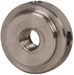 Gibraltar - 5/16-18" UNC Thread, Uncoated, Stainless Steel Round Knurled Check Nut - 3/8" Overall Height, 1" Head Diam, 3/4" Diam x 3/32" Base Height - All Tool & Supply