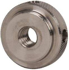 Gibraltar - 5/16-18" UNC Thread, Uncoated, Stainless Steel Round Knurled Check Nut - 3/8" Overall Height, 1" Head Diam, 3/4" Diam x 3/32" Base Height - All Tool & Supply