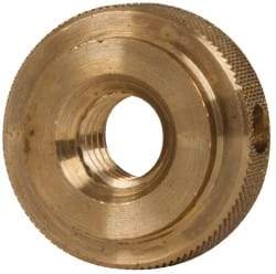 Gibraltar - 3/8-16" UNC Thread, Uncoated, Brass Round Knurled Check Nut - 3/8" Overall Height, 1" Head Diam, 3/4" Diam x 3/32" Base Height - All Tool & Supply