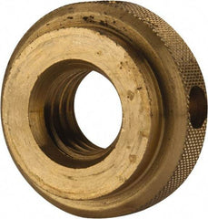 Gibraltar - 1/2-13" UNC Thread, Uncoated, Brass Round Knurled Check Nut - 7/16" Overall Height, 1-1/8" Diam x 5/16" Head Height, 7/8" Diam x 1/8" Base Height - All Tool & Supply