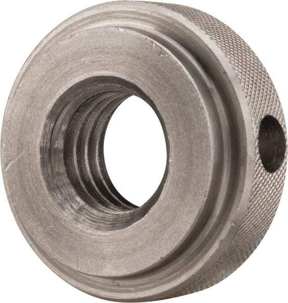 Gibraltar - 5/8-11" UNC Thread, Uncoated, Stainless Steel Round Knurled Check Nut - 1/2" Overall Height, 1-3/8" Diam x 3/8" Head Height, 1-1/8" Diam x 1/8" Base Height - All Tool & Supply