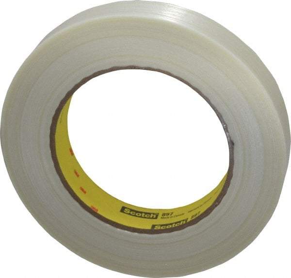 3M - 3/4" x 60 Yd Clear Rubber Adhesive Packaging Tape - Polypropylene Film Backing, 6 mil Thick, 170 Lb Tensile Strength, Series 897 - All Tool & Supply