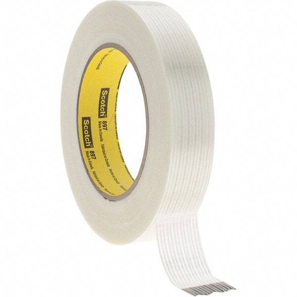 3M - 1" x 60 Yd Clear Rubber Adhesive Packaging Tape - Polypropylene Film Backing, 6 mil Thick, 170 Lb Tensile Strength, Series 897 - All Tool & Supply