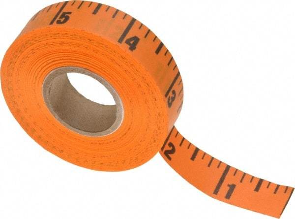 Made in USA - 60 Ft. Long x 5/8 Inch Wide, 1/4 Inch Graduation, Orange, Adhesive Tape Measure - Reads Right to Left - All Tool & Supply