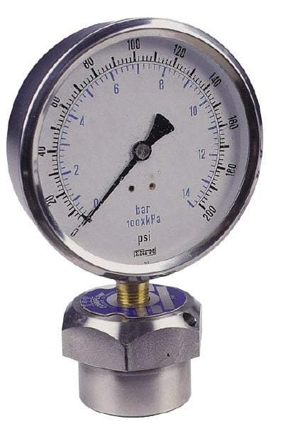 Value Collection - 1,000 Max psi, 4 Inch Dial Diameter, Stainless Steel Pressure Gauge Guard and Isolator - 1% Accuracy, 18-8 Material Grade - All Tool & Supply