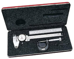 Starrett - 4 Piece, Machinist Caliper and Micrometer Tool Kit - 0 to 150 mm Caliper, 0 to 25 mm Micrometer - All Tool & Supply