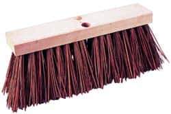 PRO-SOURCE - 14" Rough Surface Palmyra Push Broom - 6-1/4" Bristle Length, Wood Block, Tapered Handle Connection, Handle Sold Separately - All Tool & Supply