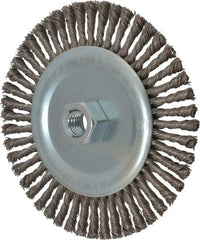 Anderson - 6" OD, 5/8-11 Arbor Hole, Knotted Steel Wheel Brush - 3/16" Face Width, 1-1/8" Trim Length, 0.02" Filament Diam, 12,500 RPM - All Tool & Supply