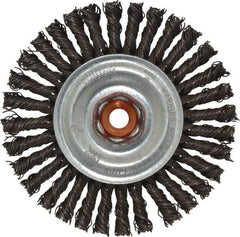 Anderson - 4" OD, M10x1.50 Arbor Hole, Knotted Steel Wheel Brush - 1/4" Face Width, 7/8" Trim Length, 0.02" Filament Diam, 20,000 RPM - All Tool & Supply