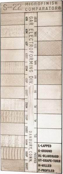 GAR - 2 to 500 micro Inch Surface Finish, Nickel, Surface Finish Comparator - 22 Specimens, 5-3/8 Inch Overall Length x 2 Inch Overall Width, Includes Instructions and Case - All Tool & Supply