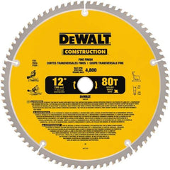 DeWALT - 12" Diam, 1" Arbor Hole Diam, 80 Tooth Wet & Dry Cut Saw Blade - Carbide-Tipped, General Purpose Action, Standard Round Arbor - All Tool & Supply