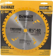 DeWALT - 8-1/4" Diam, 5/8" Arbor Hole Diam, 40 Tooth Wet & Dry Cut Saw Blade - Carbide-Tipped, General Purpose Action, Diamond Arbor - All Tool & Supply