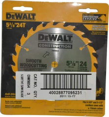 DeWALT - 5-3/8" Diam, 10mm Arbor Hole Diam, 24 Tooth Wet & Dry Cut Saw Blade - Carbide-Tipped, Smooth Action, Standard Round Arbor - All Tool & Supply