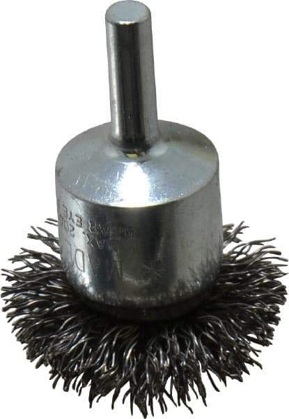 Anderson - 1-1/2" Brush Diam, Crimped, Flared End Brush - 1/4" Diam Shank, 20,000 Max RPM - All Tool & Supply