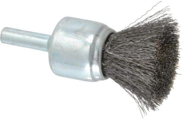 Anderson - 3/4" Brush Diam, Crimped, End Brush - 1/4" Diam Shank, 22,000 Max RPM - All Tool & Supply