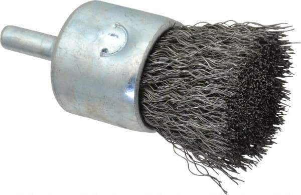 Anderson - 1" Brush Diam, Crimped, End Brush - 1/4" Diam Shank, 22,000 Max RPM - All Tool & Supply