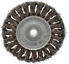 Anderson - 4" OD, 1/2" Arbor Hole, Knotted Steel Wheel Brush - 1/2" Face Width, 1" Trim Length, 0.02" Filament Diam, 20,000 RPM - All Tool & Supply