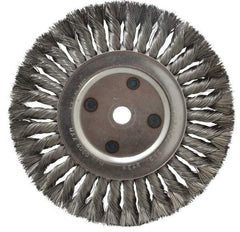 Anderson - 8" OD, 5/8" Arbor Hole, Knotted Steel Wheel Brush - 5/8" Face Width, 1-3/4" Trim Length, 0.016" Filament Diam, 6,000 RPM - All Tool & Supply