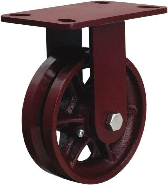 Hamilton - 6" Diam x 2" Wide, Iron Rigid Caster - 1,000 Lb Capacity, Top Plate Mount, 4-1/2" x 6-1/2" Plate, Straight Roller Bearing - All Tool & Supply