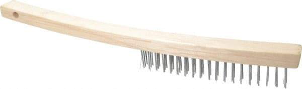 Value Collection - 3 Rows x 19 Columns Bent Handle Scratch Brush - 14" OAL, 1-1/8" Trim Length, Wood Curved Handle - All Tool & Supply