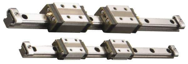 THK - 45mm Block L x 27mm W x 16.9mm H, 15mm Transverse Hole Spcg, 15mm Lateral Hole Spcg, 4-Way Compact HSR Assembly - M4x4.5 Block Hole, 670mm Rail L x 12mm W x 11mm H, 20mm Assembly H, 7.5mm Overhang - All Tool & Supply