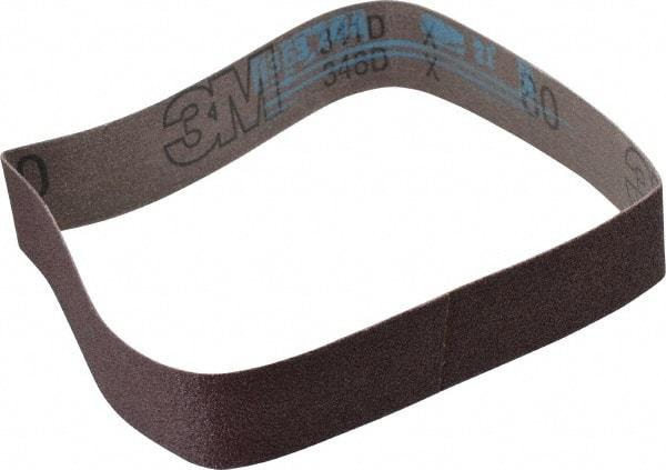 3M - 1-3/16" Wide x 21-1/4" OAL, 80 Grit, Aluminum Oxide Abrasive Belt - Aluminum Oxide, Medium, Coated, X Weighted Cloth Backing, Series 341D - All Tool & Supply