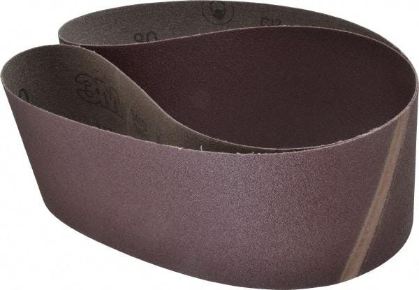 3M - 4" Wide x 52-1/2" OAL, 80 Grit, Aluminum Oxide Abrasive Belt - Aluminum Oxide, Medium, Coated, X Weighted Cloth Backing, Series 341D - All Tool & Supply