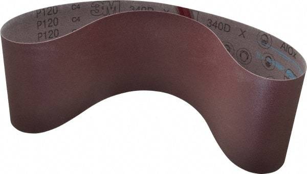 3M - 6" Wide x 48" OAL, 120 Grit, Aluminum Oxide Abrasive Belt - Aluminum Oxide, Fine, Coated, X Weighted Cloth Backing, Series 340D - All Tool & Supply