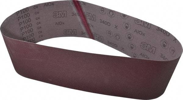 3M - 6" Wide x 48" OAL, 100 Grit, Aluminum Oxide Abrasive Belt - Aluminum Oxide, Fine, Coated, X Weighted Cloth Backing, Series 340D - All Tool & Supply